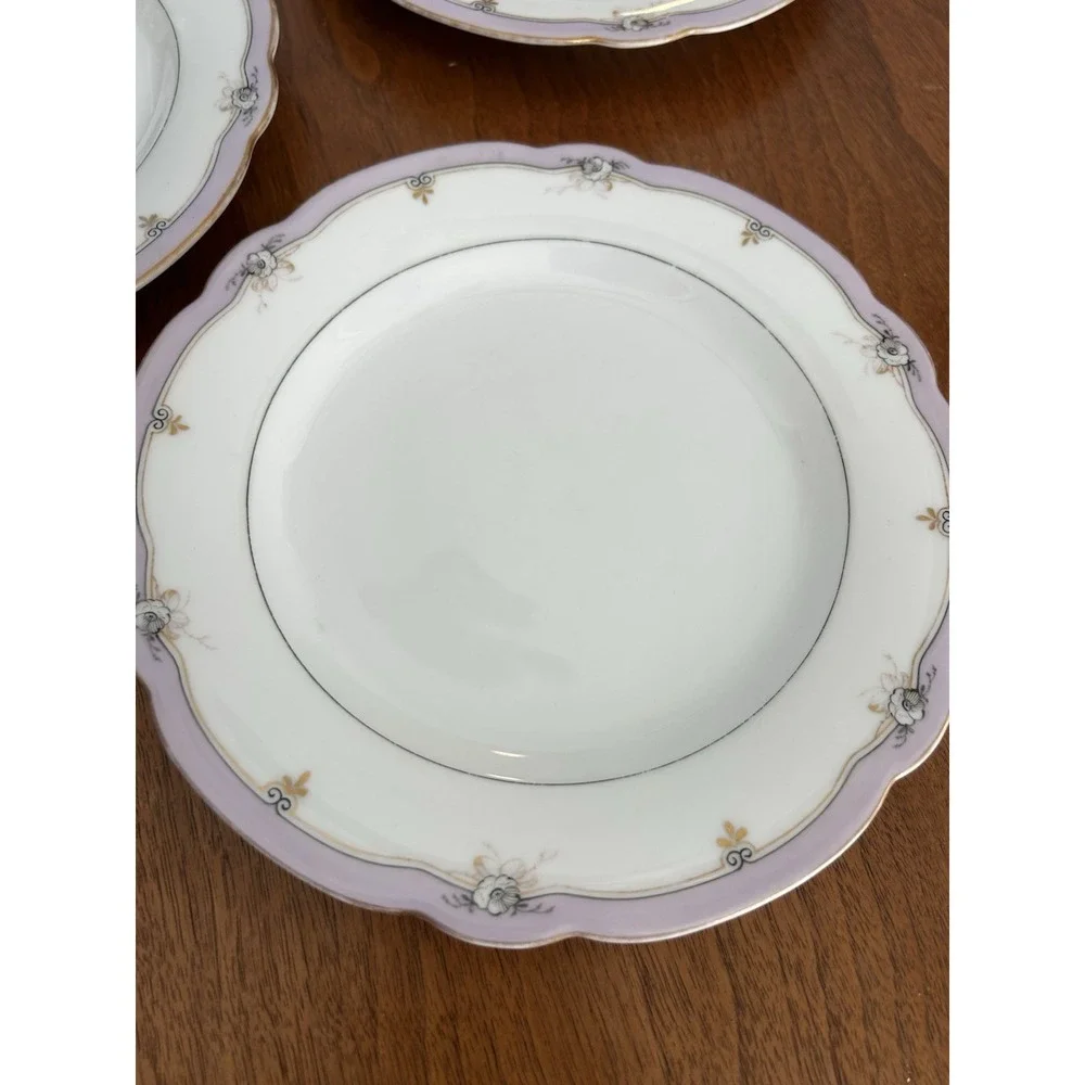 Beautiful Lot Of 3 Vintage Decorative China Plates Floral Lavender‎ Use Display